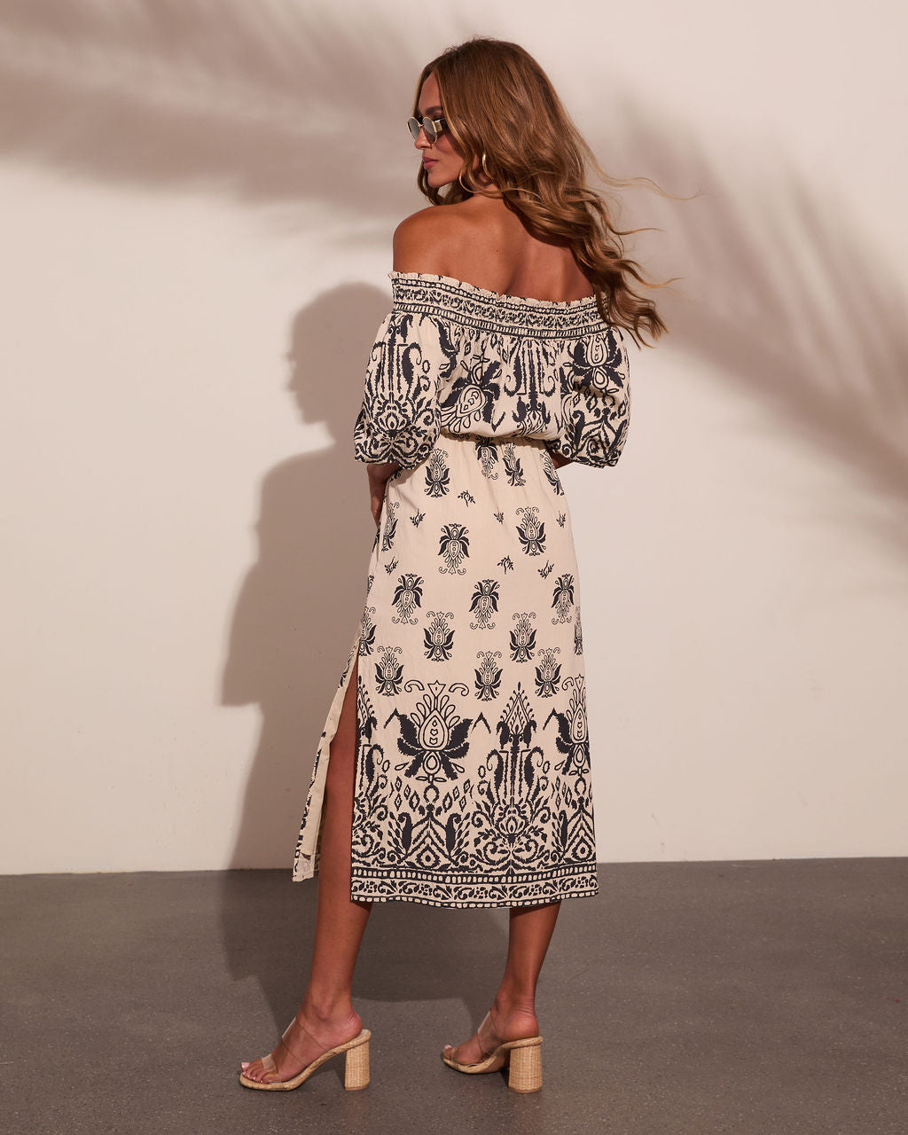 Solstice Spirit Paisley Off The Shoulder Midi Dress
