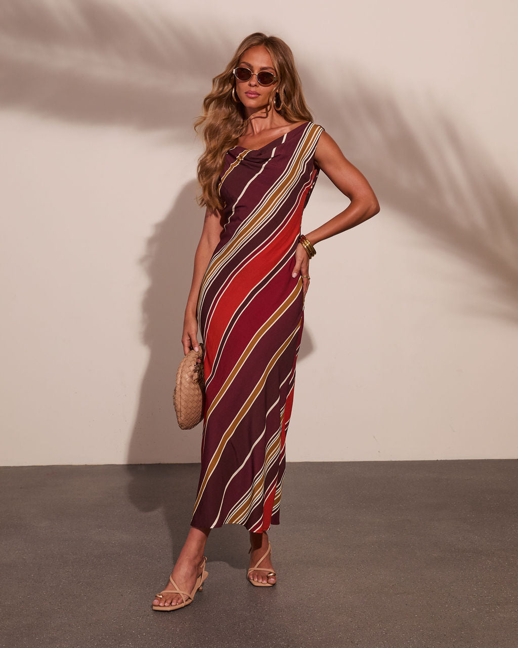 Coastline Calling Striped Cowl Maxi Dress