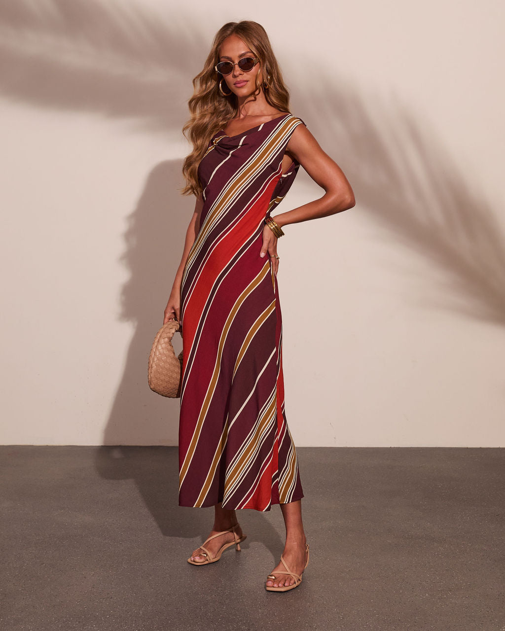 Coastline Calling Striped Cowl Maxi Dress