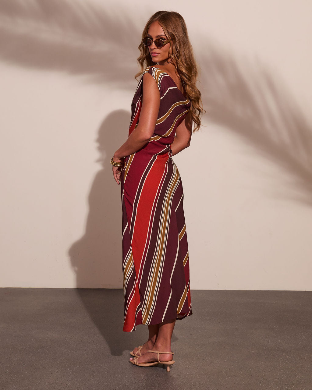 Coastline Calling Striped Cowl Maxi Dress