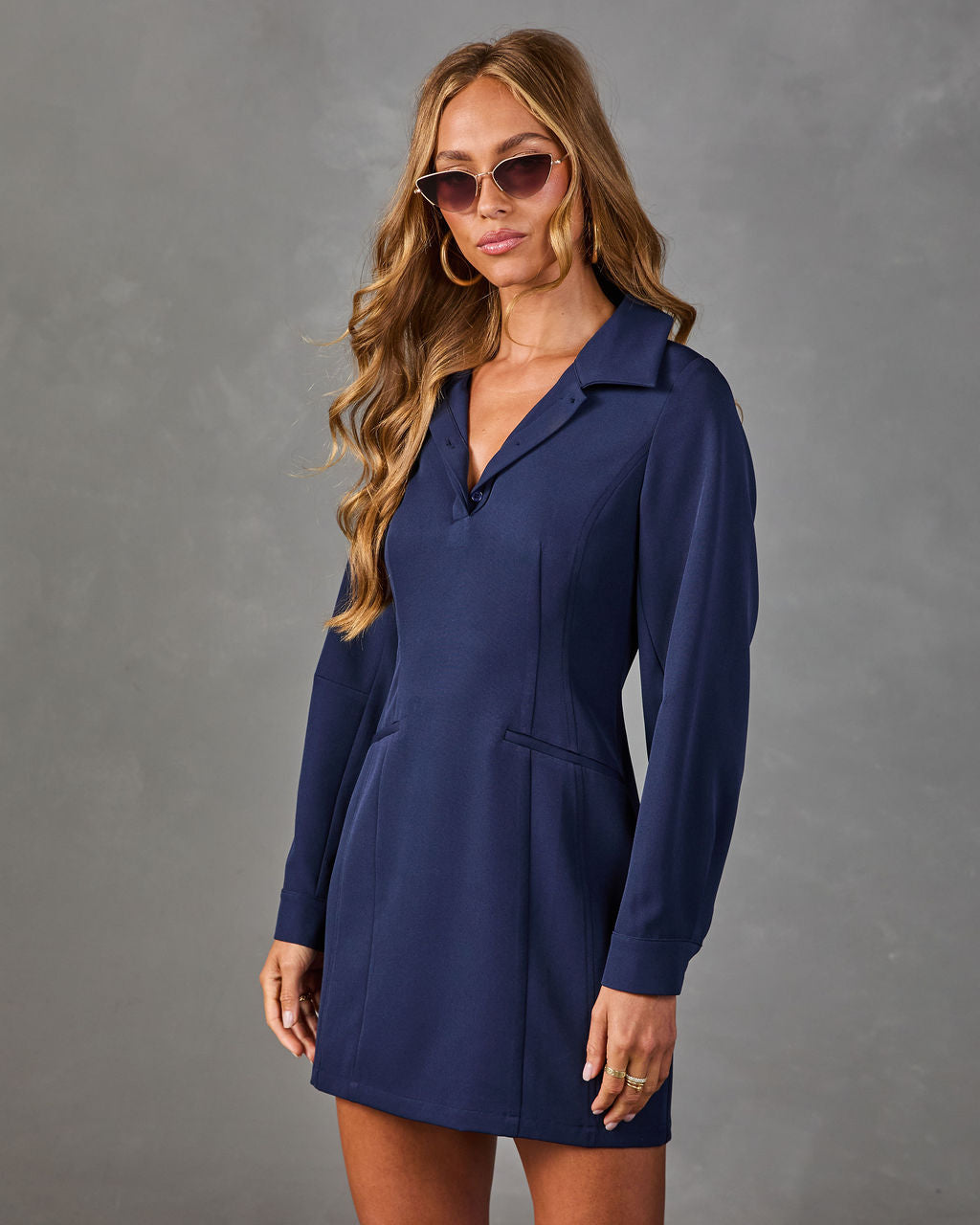 Pretty Ease Pleated Mini Shirt Dress