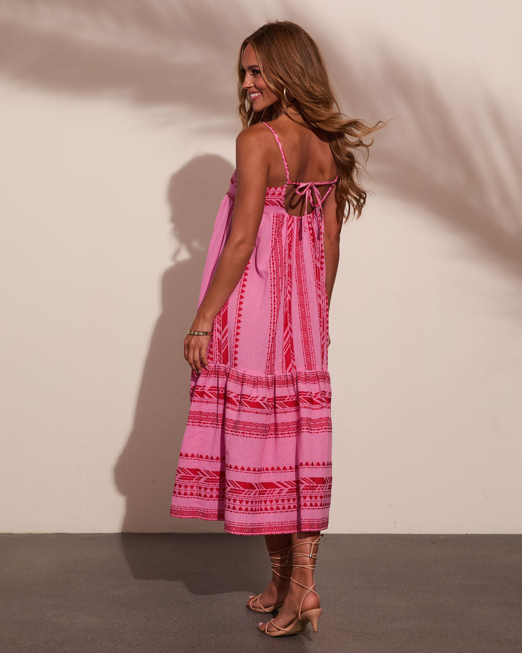 Artisan Breeze Cotton Aztec Embroidered Midi Dress