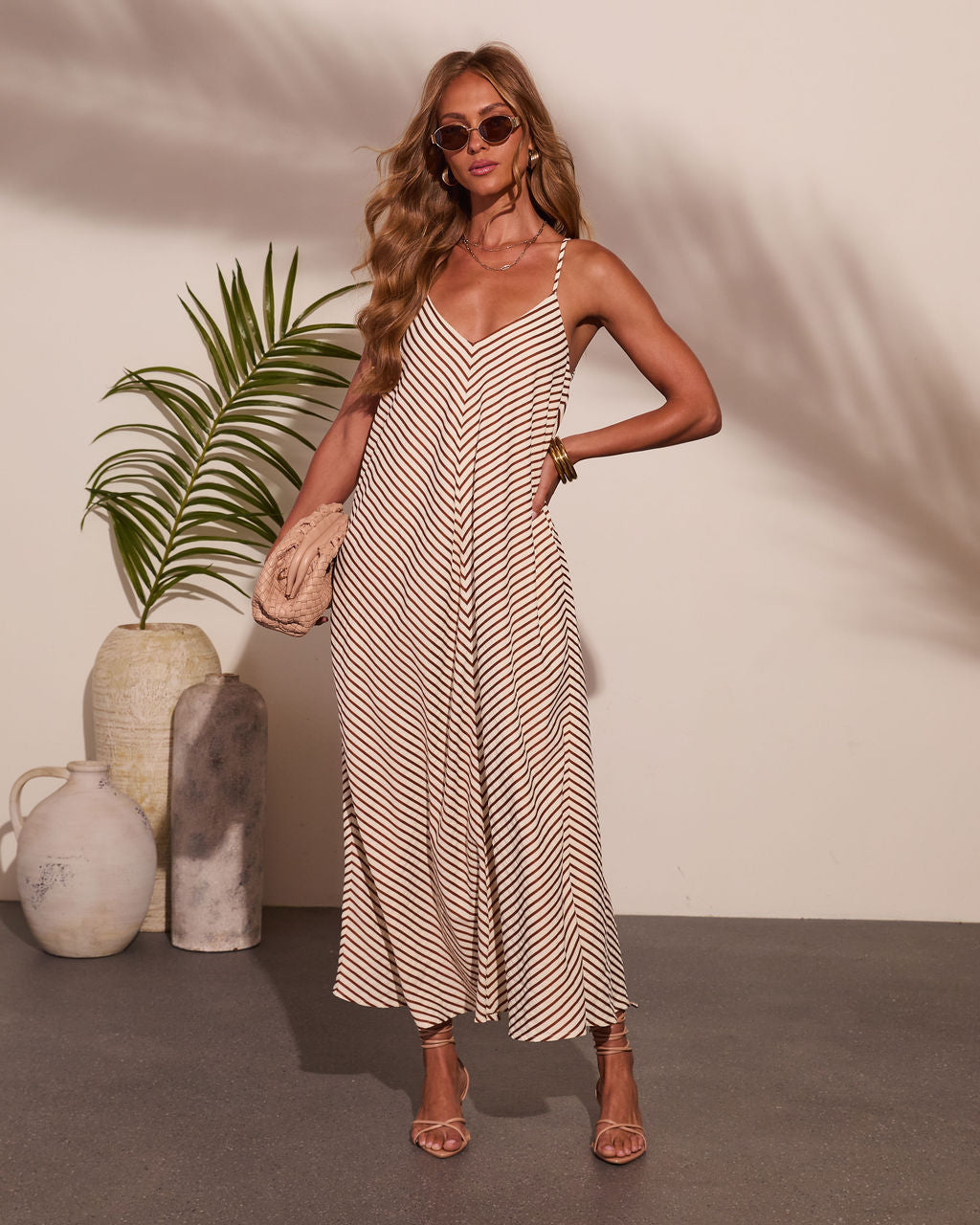 Leisure Lane Herringbone Print Midi Dress