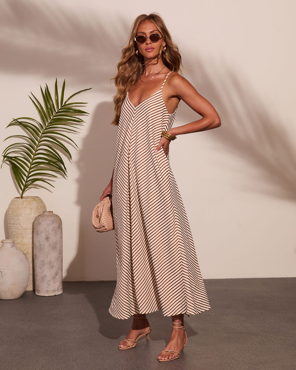 Leisure Lane Herringbone Print Midi Dress