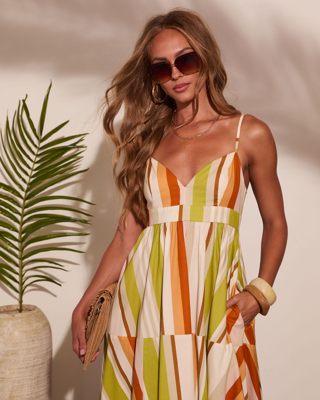 Ocean Stroll Cotton Striped Midi Dress