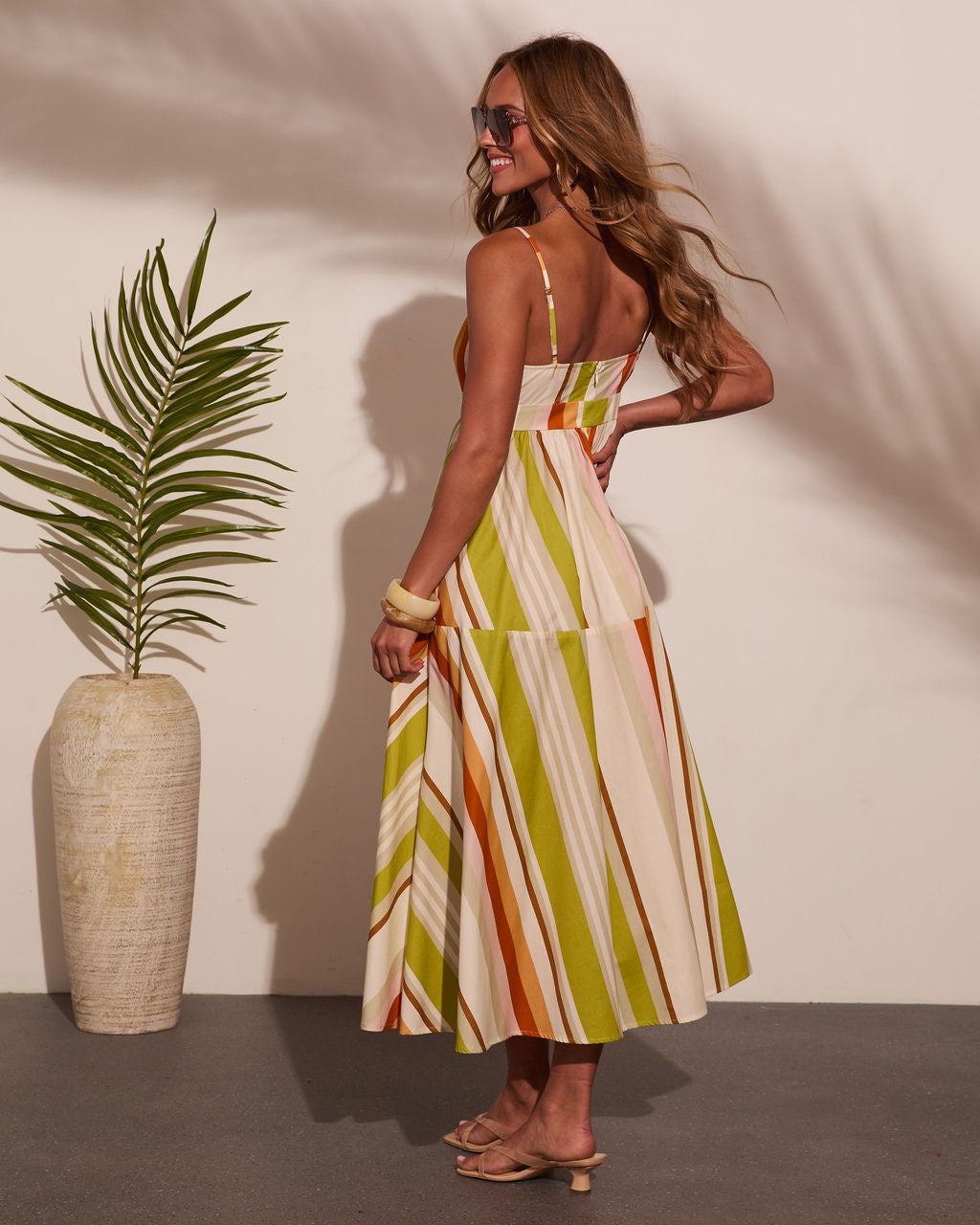 Ocean Stroll Cotton Striped Midi Dress