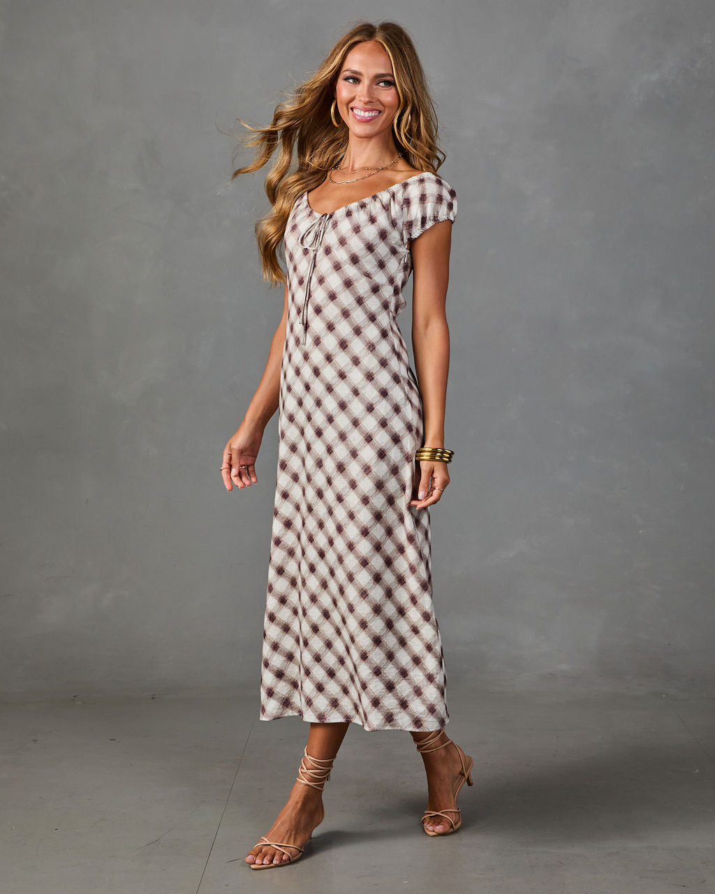 Estate Check Plaid Maxi Dress