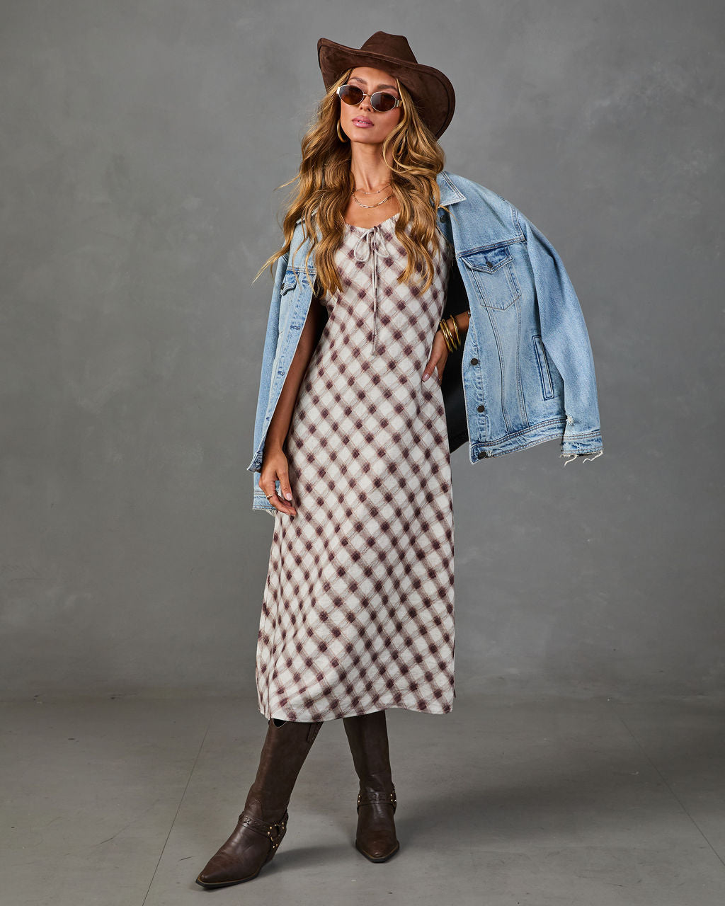Estate Check Plaid Maxi Dress