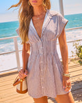 Gentle Motion Cotton Striped Mini Shirt Dress