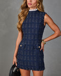 Sweet Society Tweed Lace Mock Neck Mini Dress