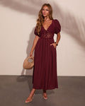 Shelby Linen Blend Lace Bodice Maxi Dress