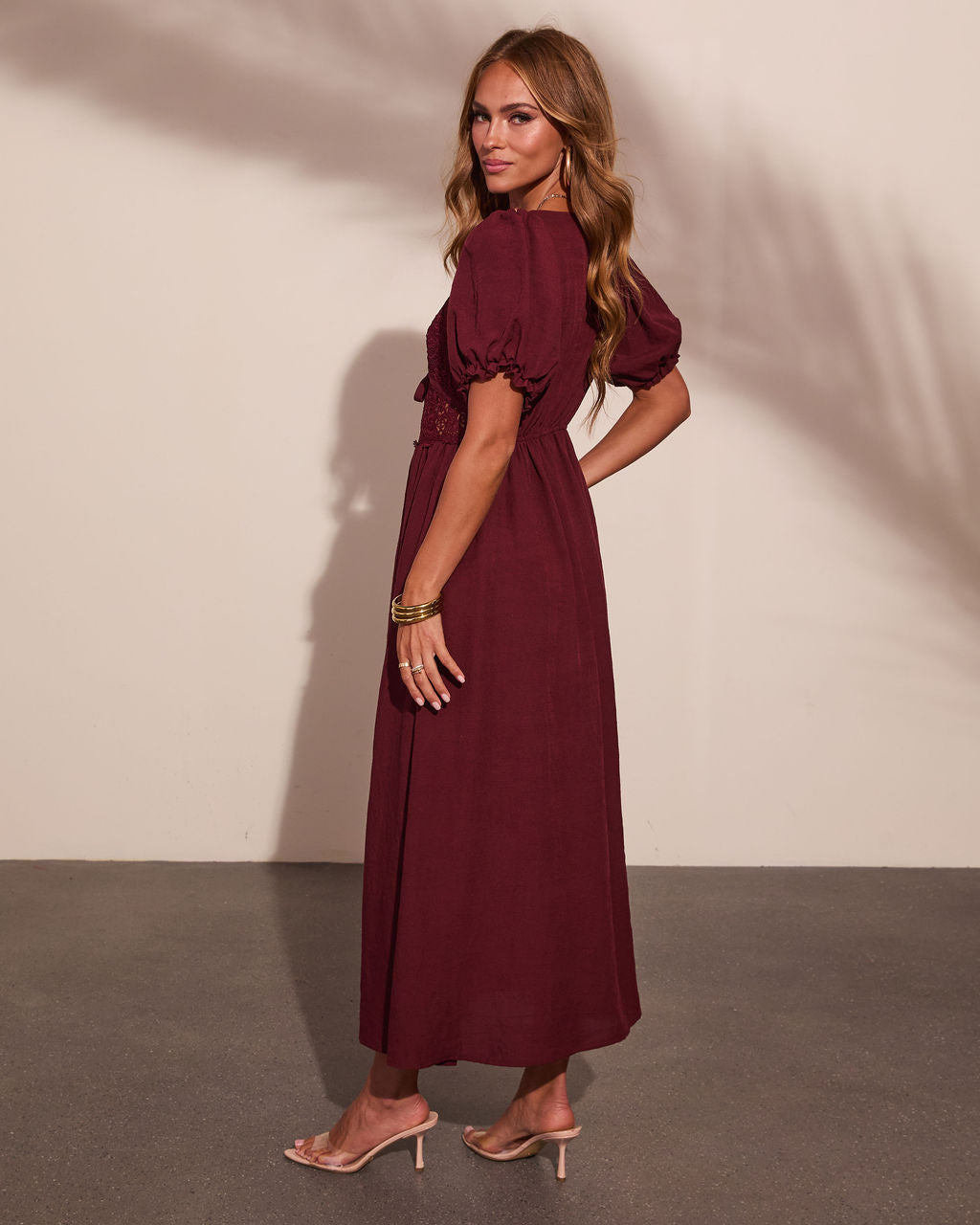 Shelby Linen Blend Lace Bodice Maxi Dress