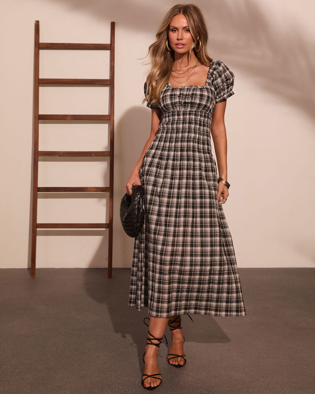 Cecilia Cotton Plaid Maxi Dress