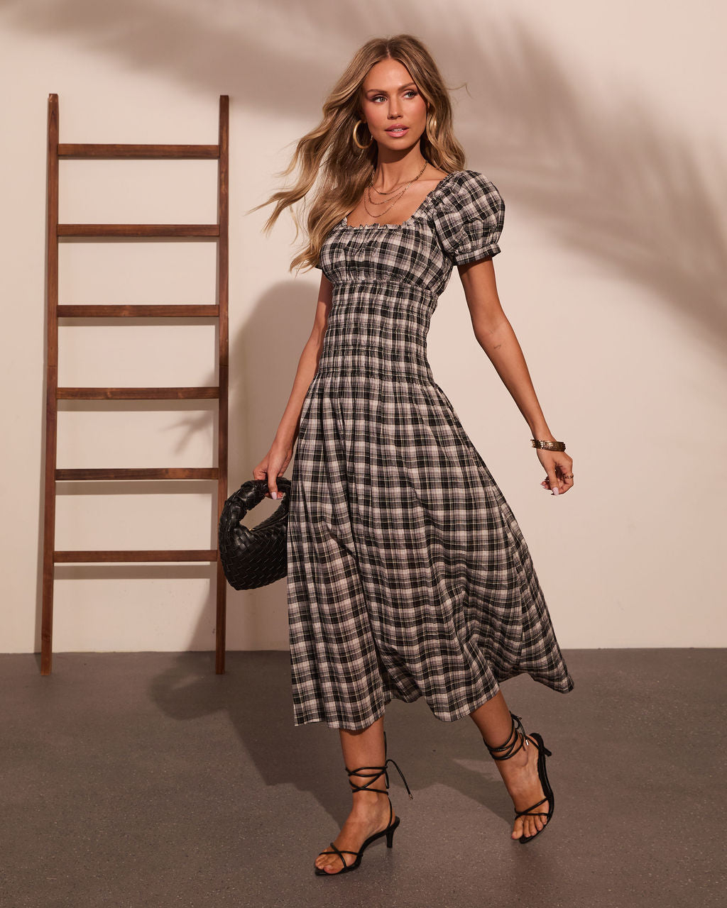 Cecilia Cotton Plaid Maxi Dress