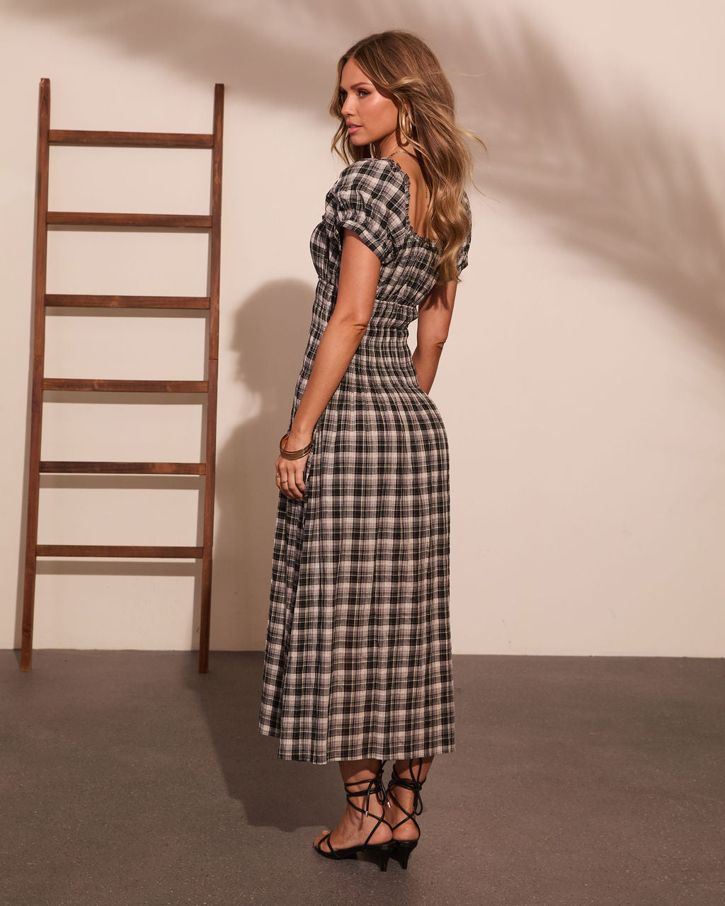 Cecilia Cotton Plaid Maxi Dress