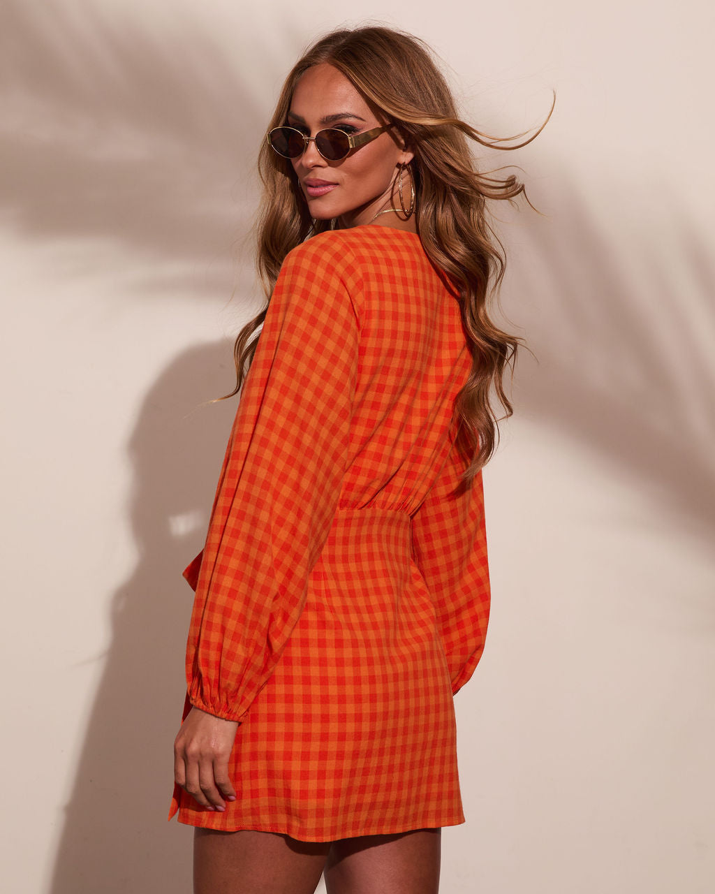 Happy Toast Gingham Wrap Tie Mini Dress