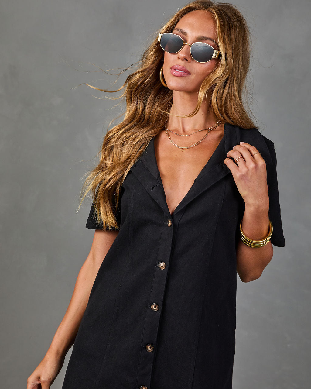 Dariah Denim Mini Shirt Dress