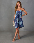 Adrenia Pleated Floral Satin Mini Dress