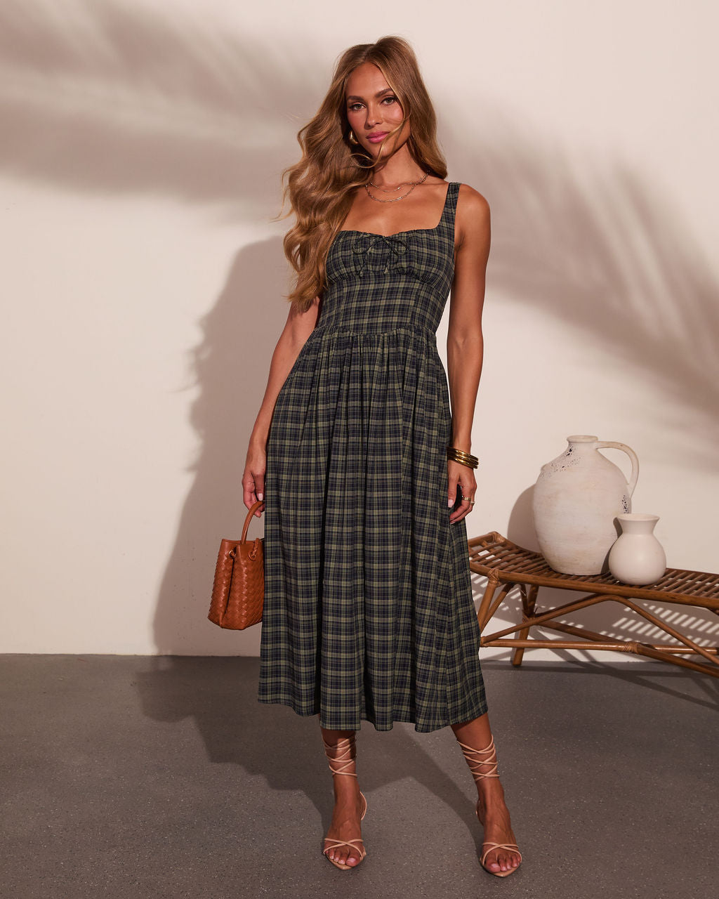Meradeth Plaid Midi Dress