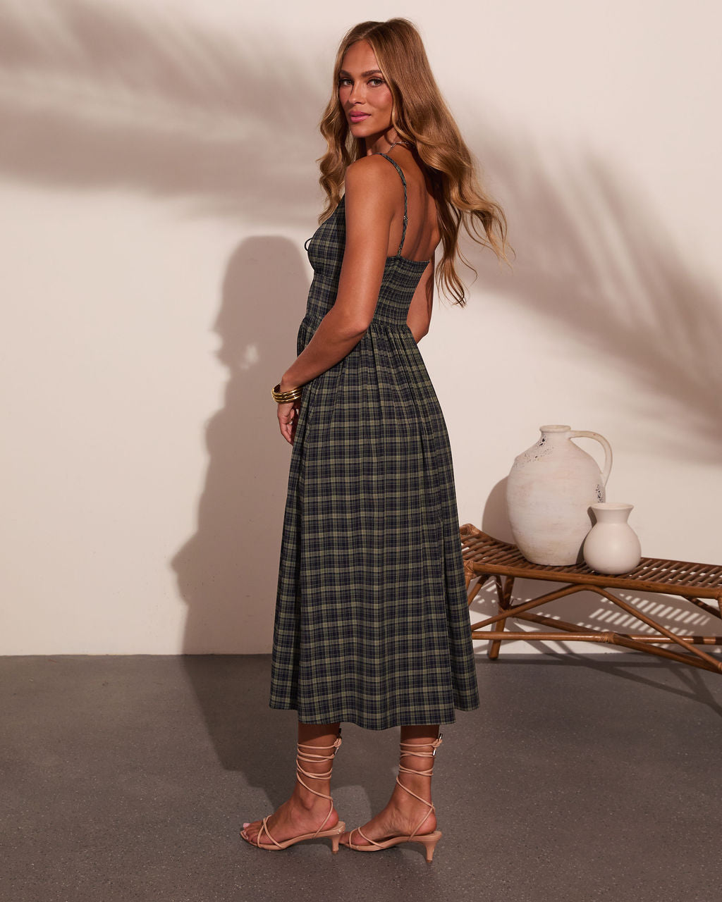 Meradeth Plaid Midi Dress