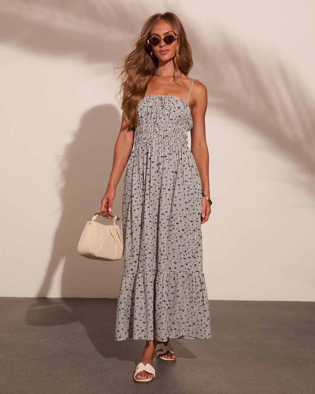 Meadowlark Morning Printed Gingham Maxi Dress