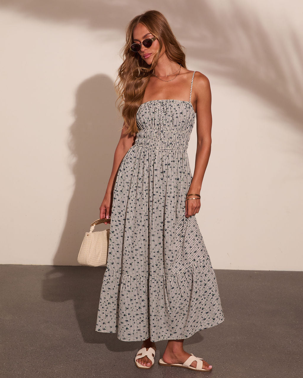 Meadowlark Morning Printed Gingham Maxi Dress