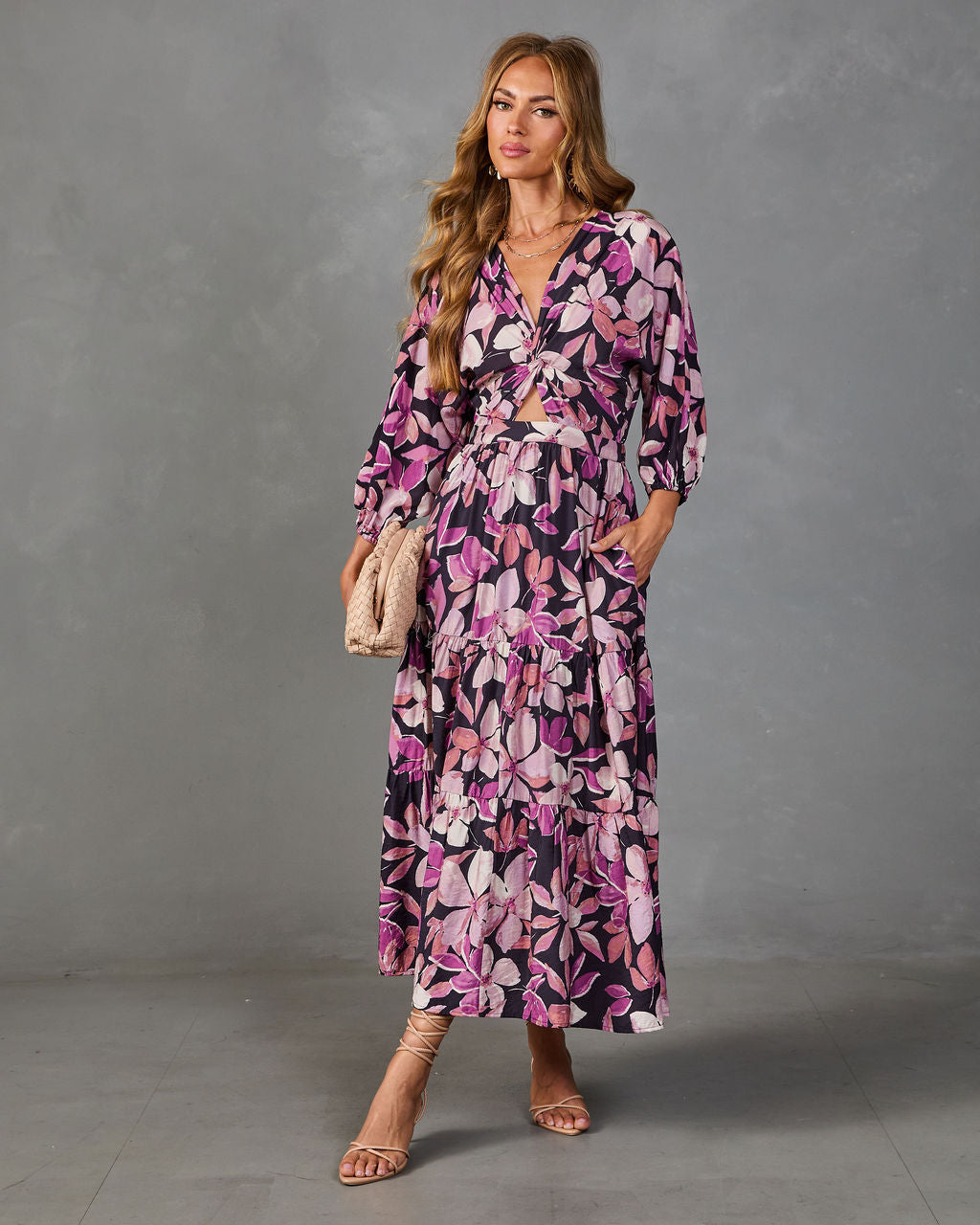 Heirloom Rose Floral Cut Out Maxi Dress