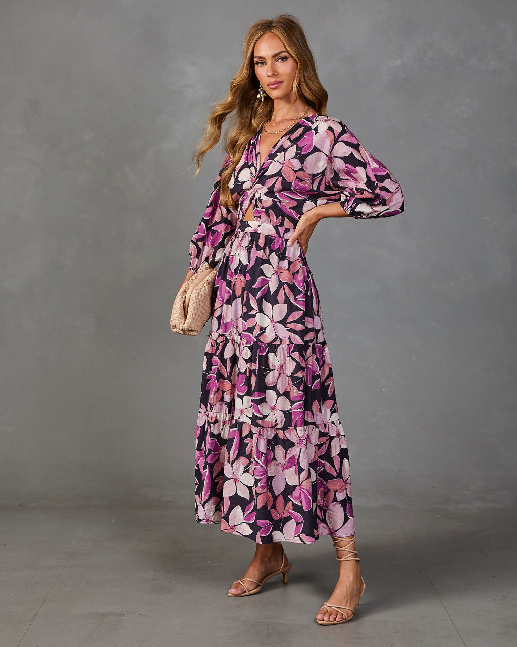Heirloom Rose Floral Cut Out Maxi Dress