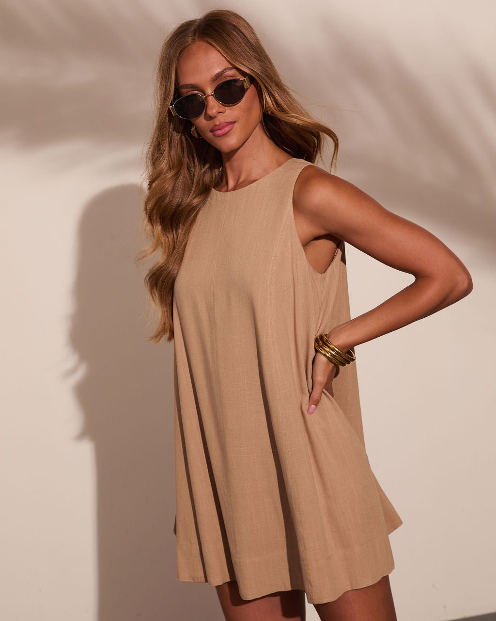 Gentle Hour Linen Blend Mini Dress
