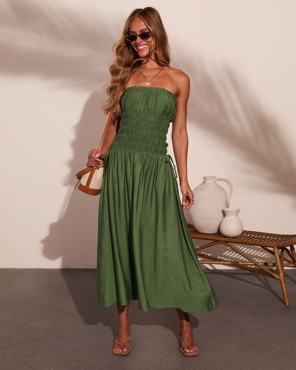 Moonlit Letters Strapless Maxi Dress