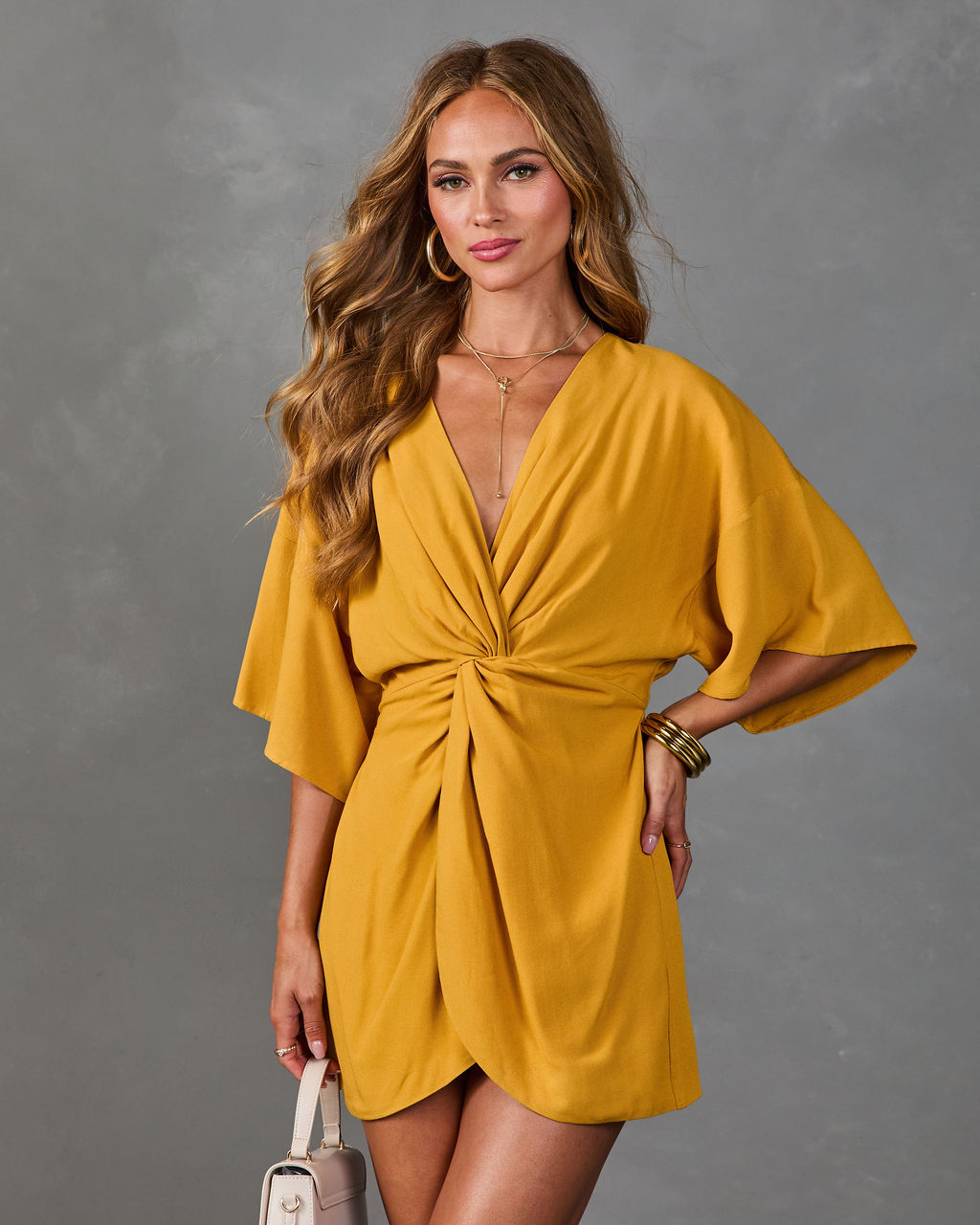 Evening Ensemble Twist Front Mini Dress