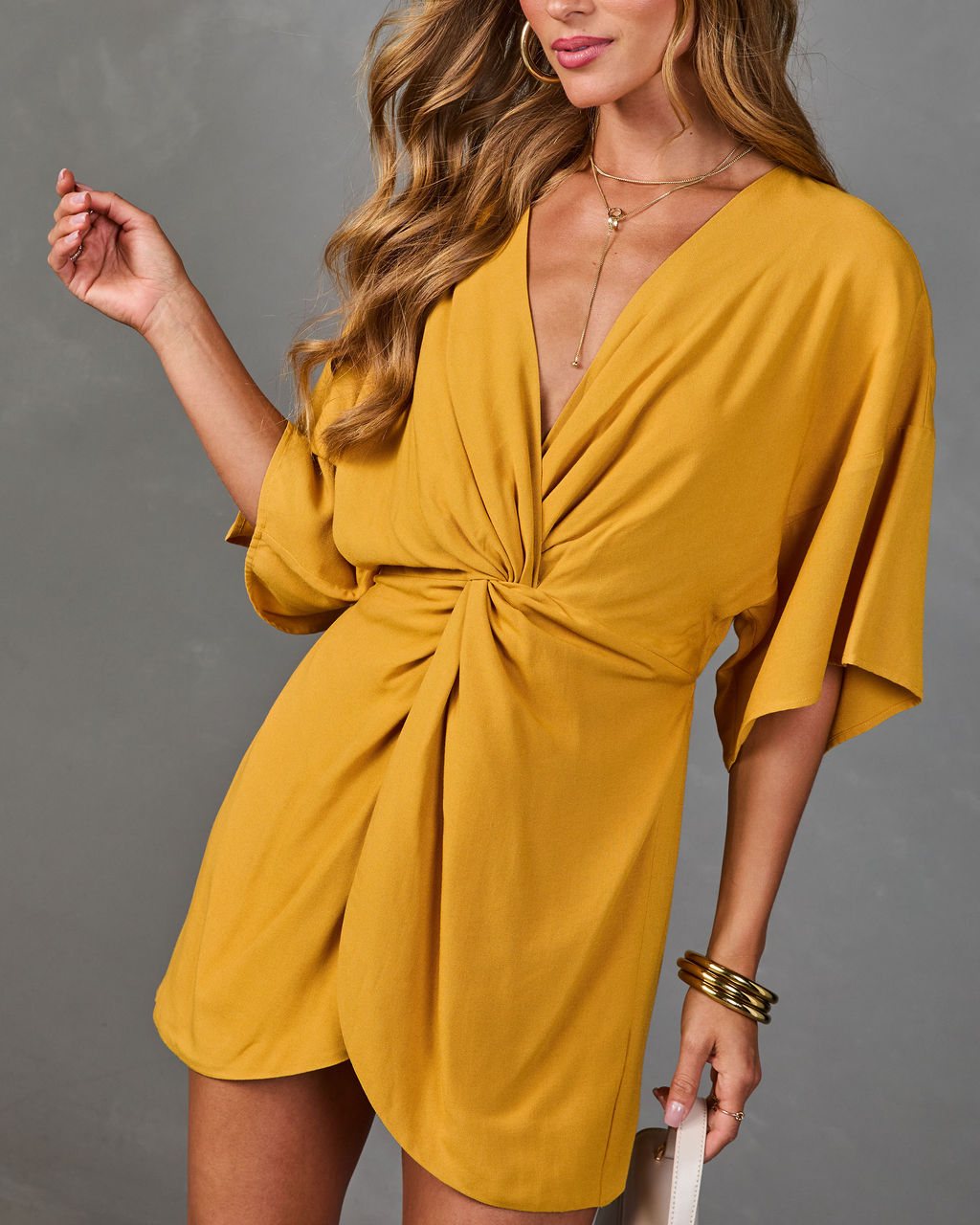 Evening Ensemble Twist Front Mini Dress