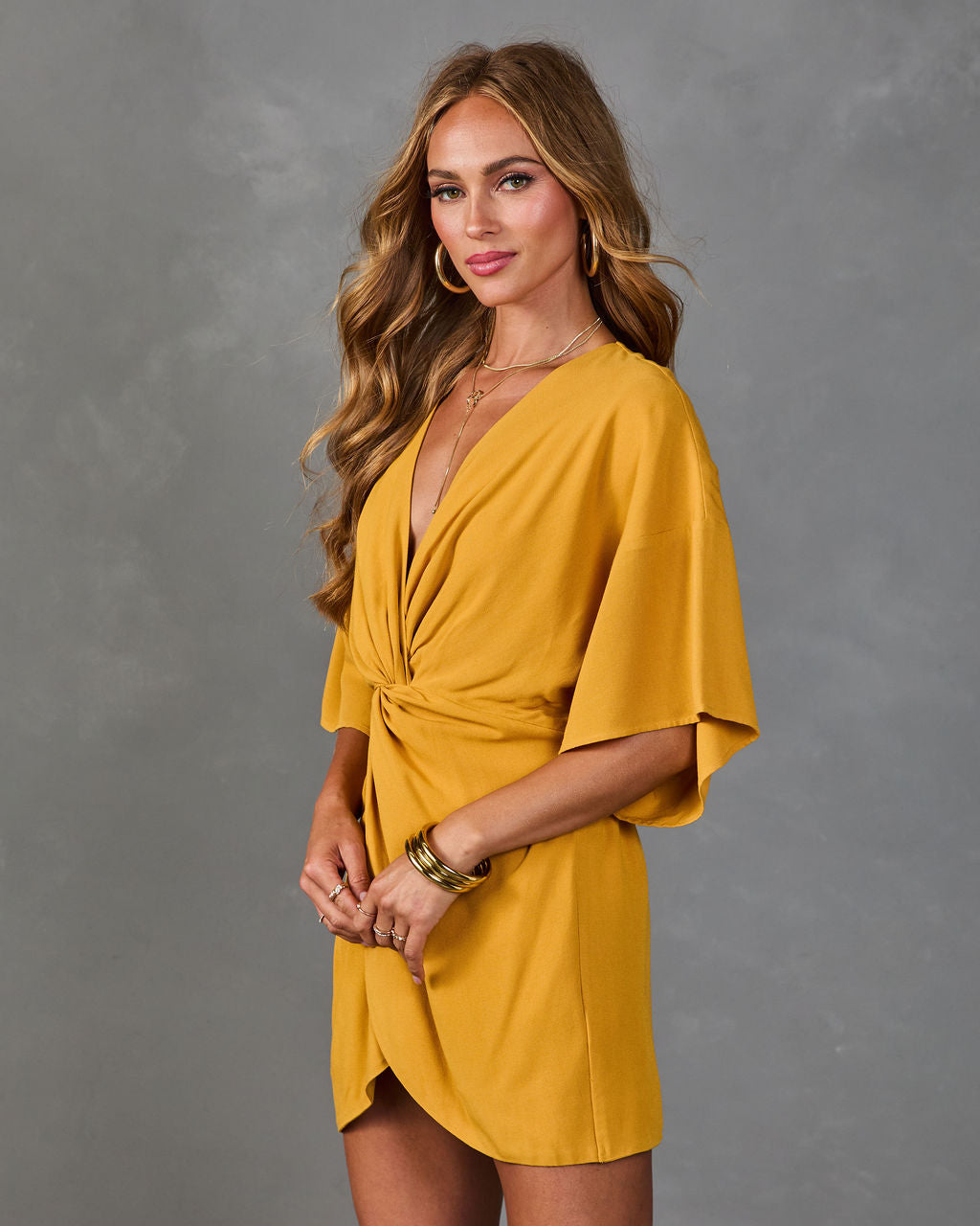 Evening Ensemble Twist Front Mini Dress
