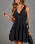 Derline Lace Trim Mini Dress