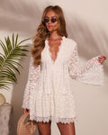 Ocean Morning Floral Lace Mini Dress