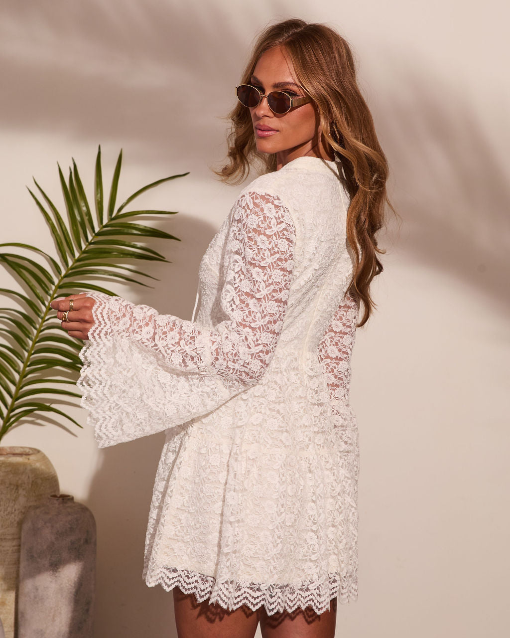 Ocean Morning Floral Lace Mini Dress