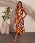 Alanah Floral Waist Belt Midi Shirt Dress
