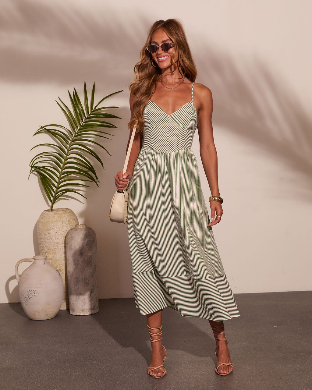 Sea Whisper Striped Midi Dress