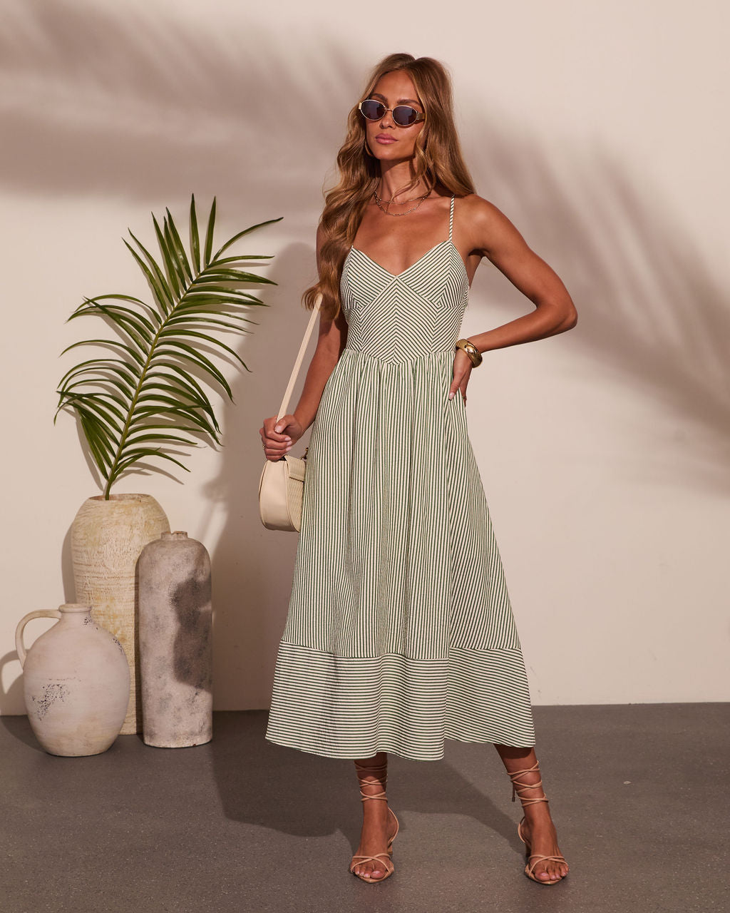 Sea Whisper Striped Midi Dress