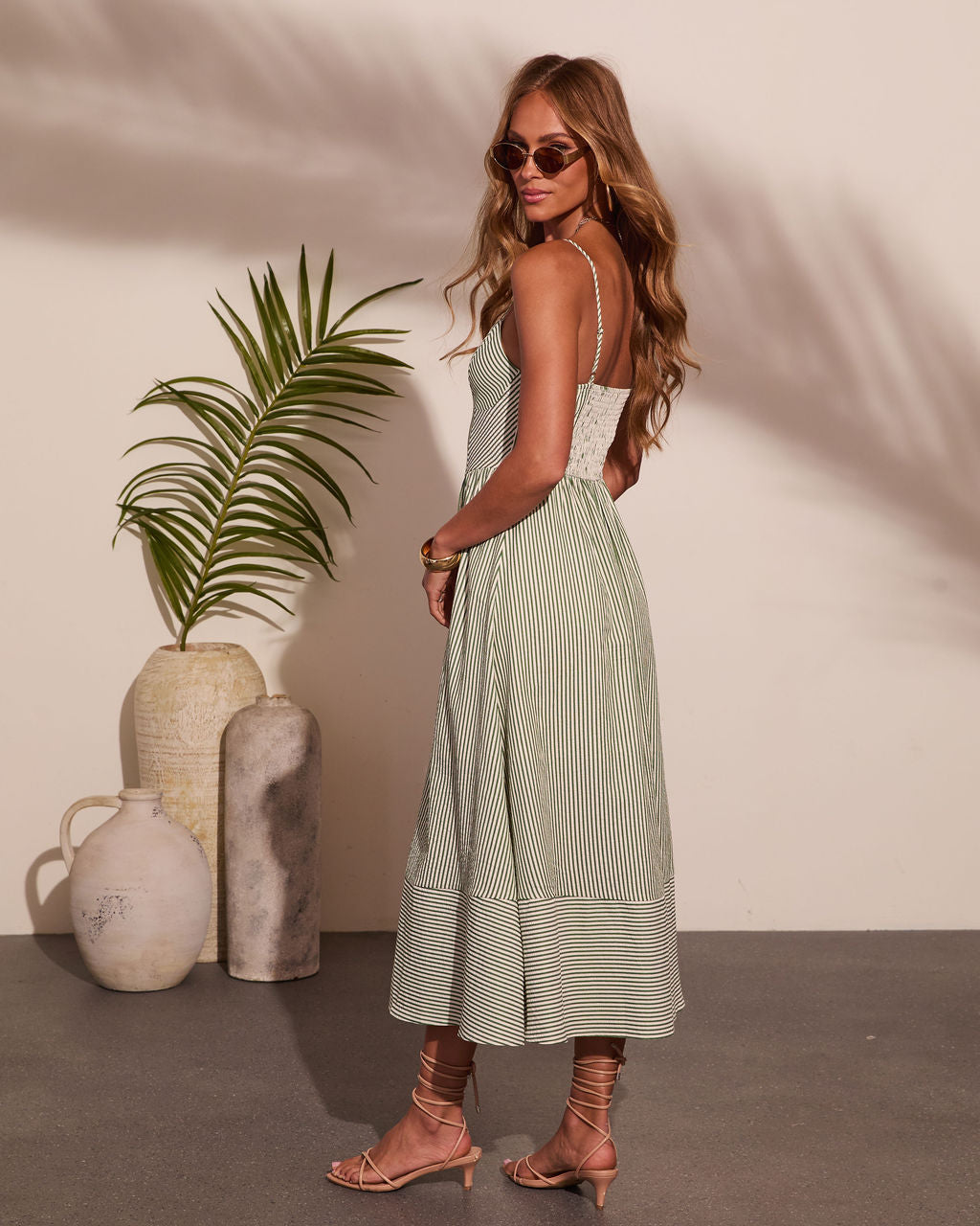 Sea Whisper Striped Midi Dress