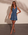 Sunny Tides Denim Paisley Mini Dress