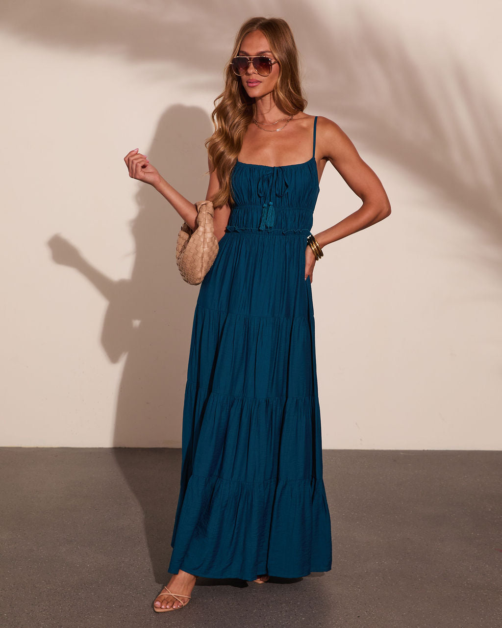 Saltwater Reverie Bust Tie Maxi Dress