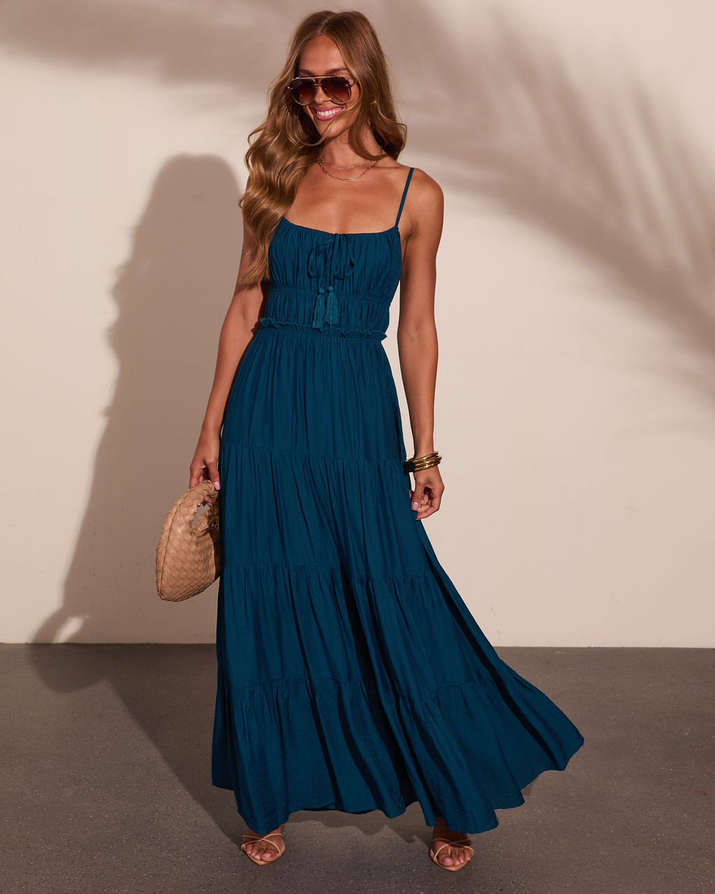 Saltwater Reverie Bust Tie Maxi Dress