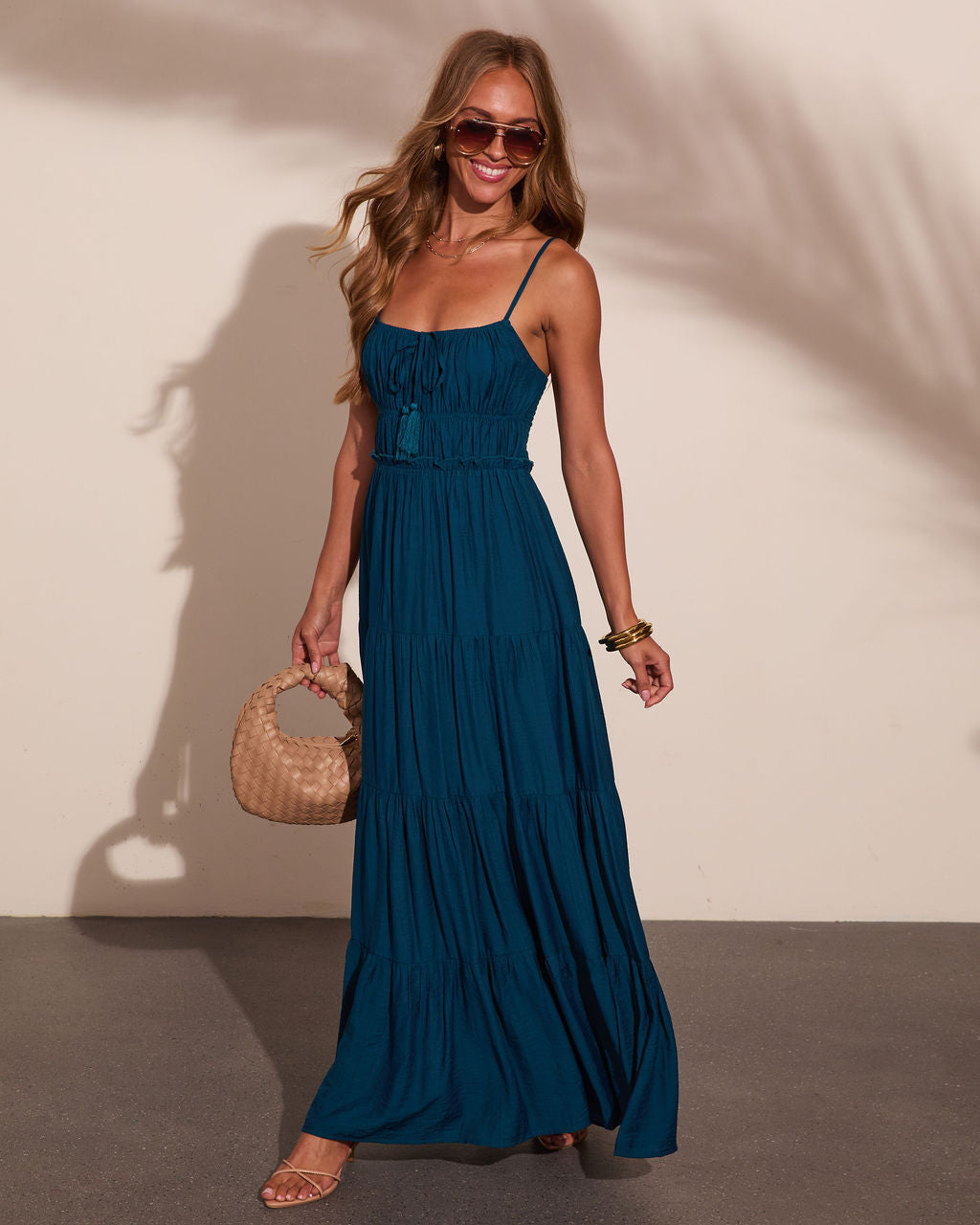 Saltwater Reverie Bust Tie Maxi Dress