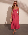 Sweet Serenity Linen Blend Tie Cut Out Midi Dress