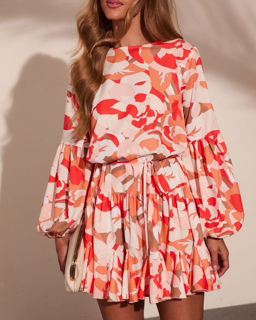 Marigold Coast Abstract Waist Tie Mini Dress