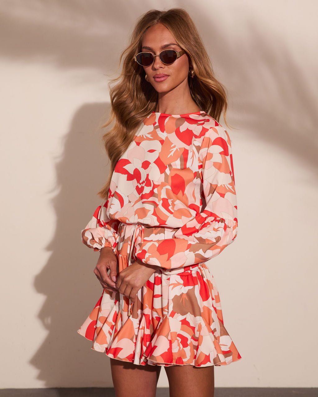 Marigold Coast Abstract Waist Tie Mini Dress