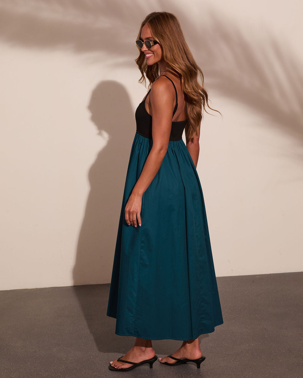 Quiet Terrace Cotton Color Block Maxi Dress