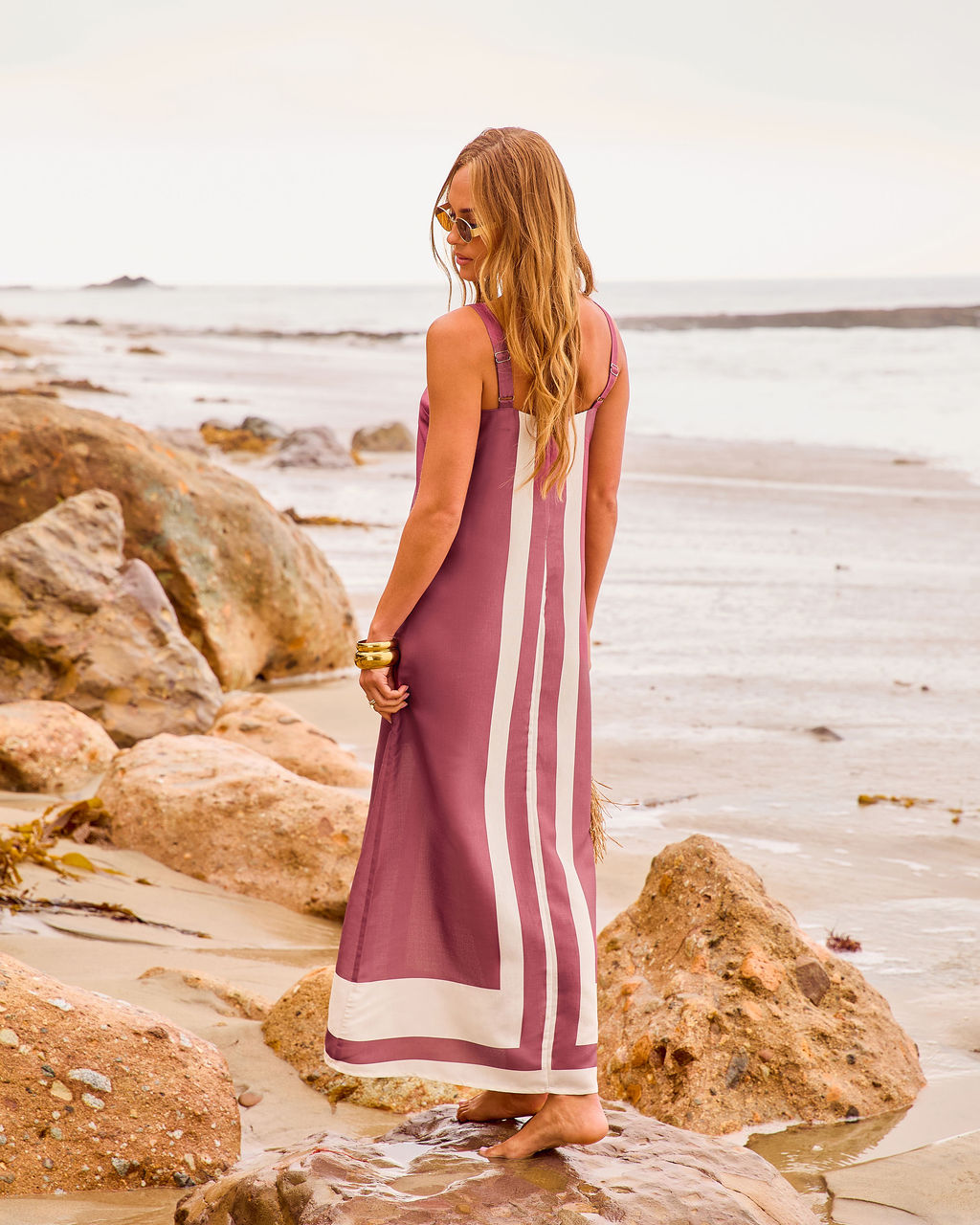 Heatwave Social Striped Shift Midi Dress