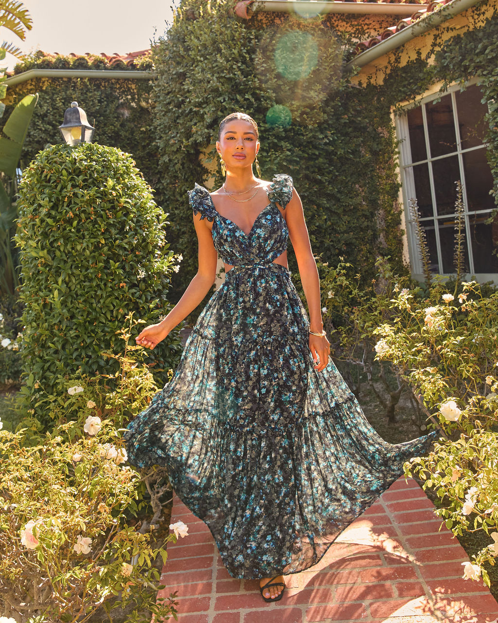 Meadow Ritual Floral Cut Out Maxi Dress